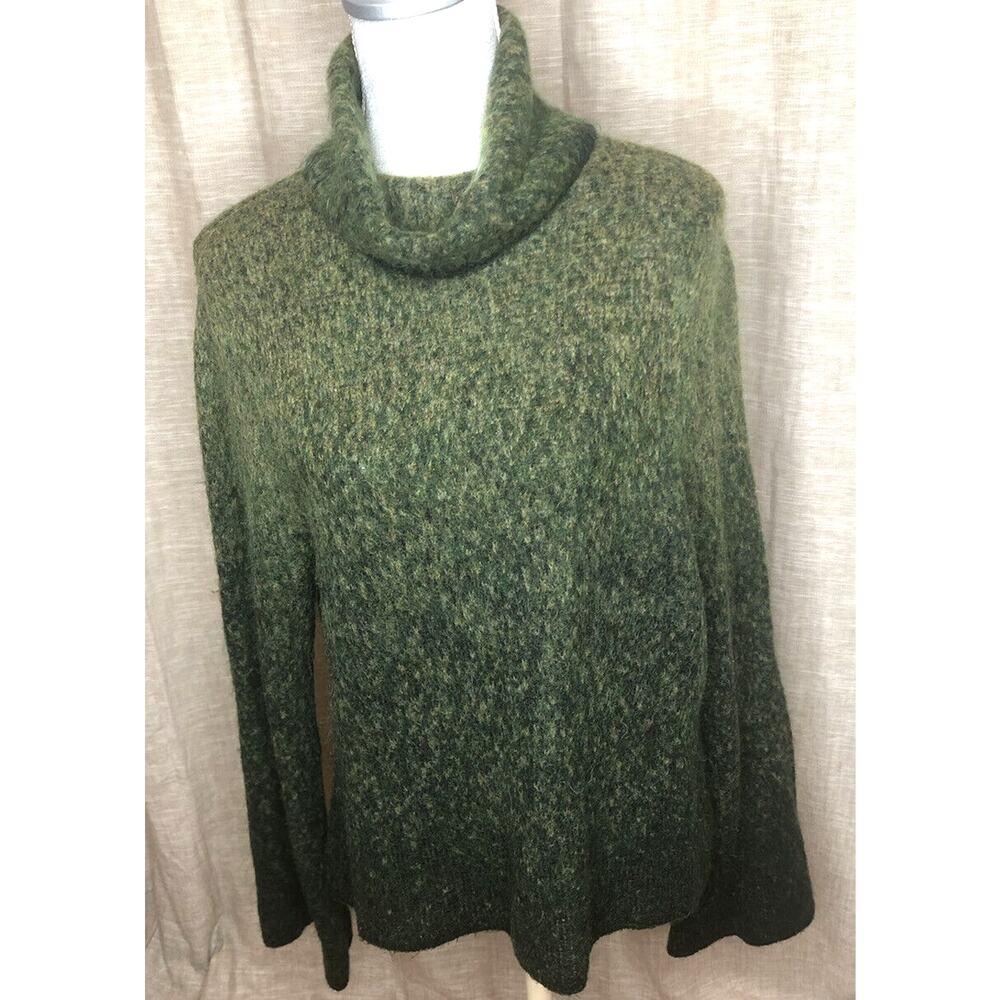 Belvedere Italian Green Ombre Wool Mohair Nylon, Warm Sweater, Size Medium